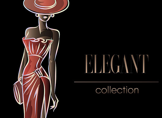 典雅时尚的时装模特手绘矢量素材合辑下载[ai,eps,png]