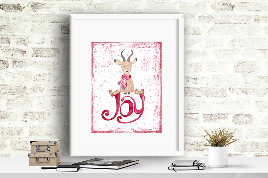 可爱冬日动物形象水彩图案 Cute Winter Animals Collection插图(7)