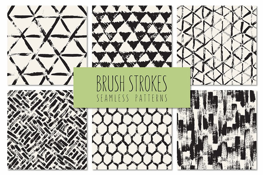 笔刷笔画图案无缝图案背景v5 Brush Strokes. Seamless Patterns v.5插图