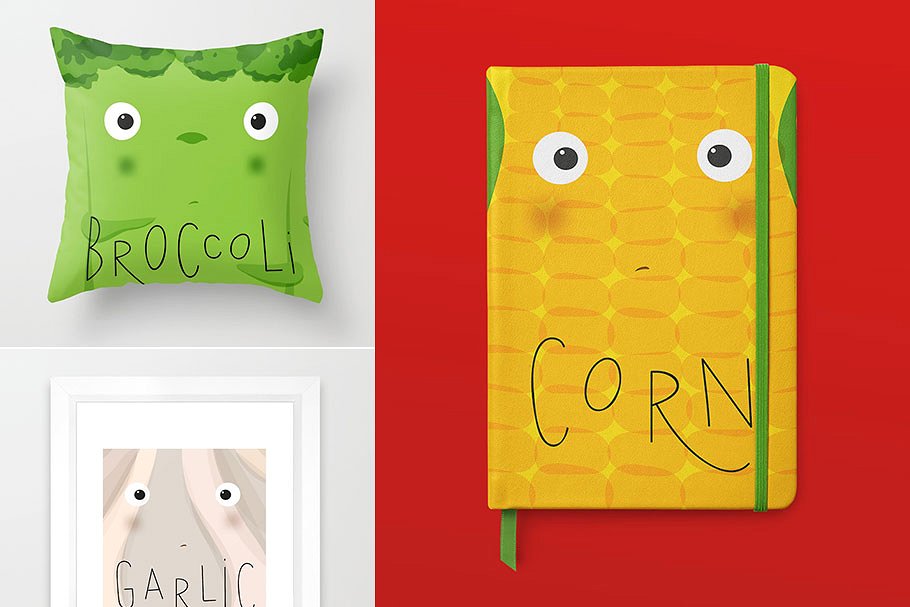 可爱卡通风水果蔬菜插画合集 Fruits & Vegetables Muzzles插图(2)