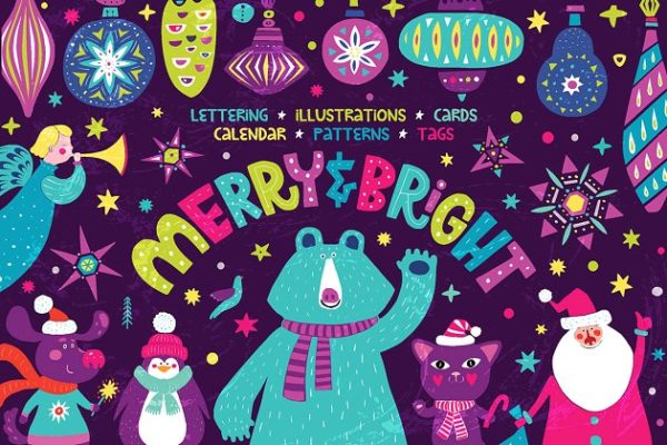欢乐时光可爱手绘圣诞元素合集 MERRY &amp; BRIGHT – Christmas Set