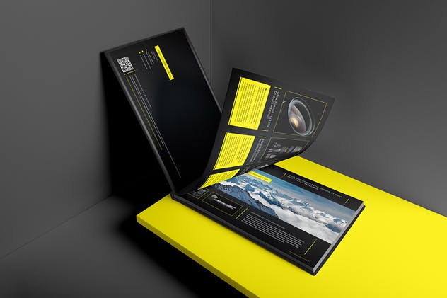 精装纵向画册宣传册样机模板 Hardcover Landscape Brochure Mockup插图(1)