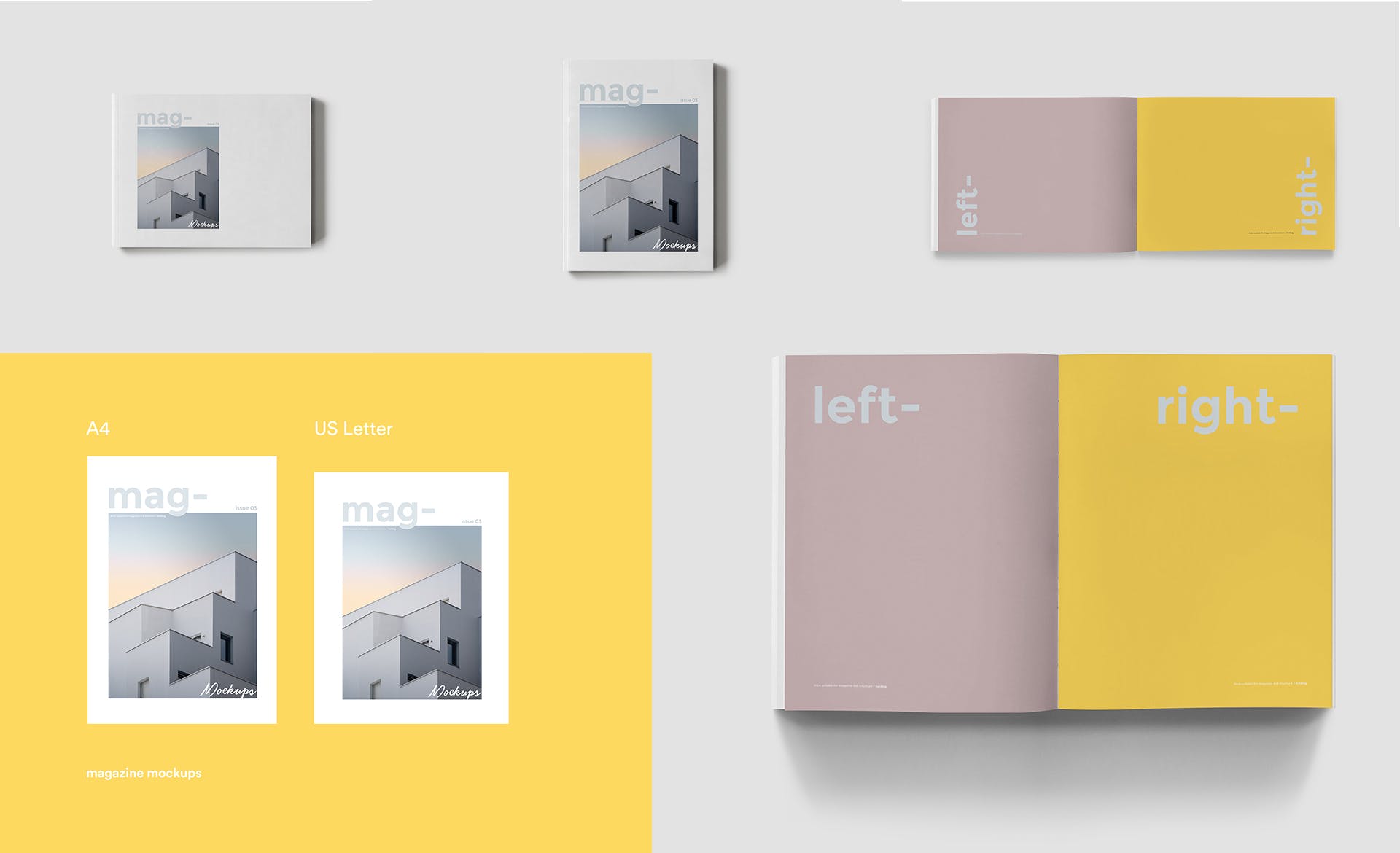 杂志封面设计效果图样机套装v1 Magazine Mockups Kit vol01插图(3)