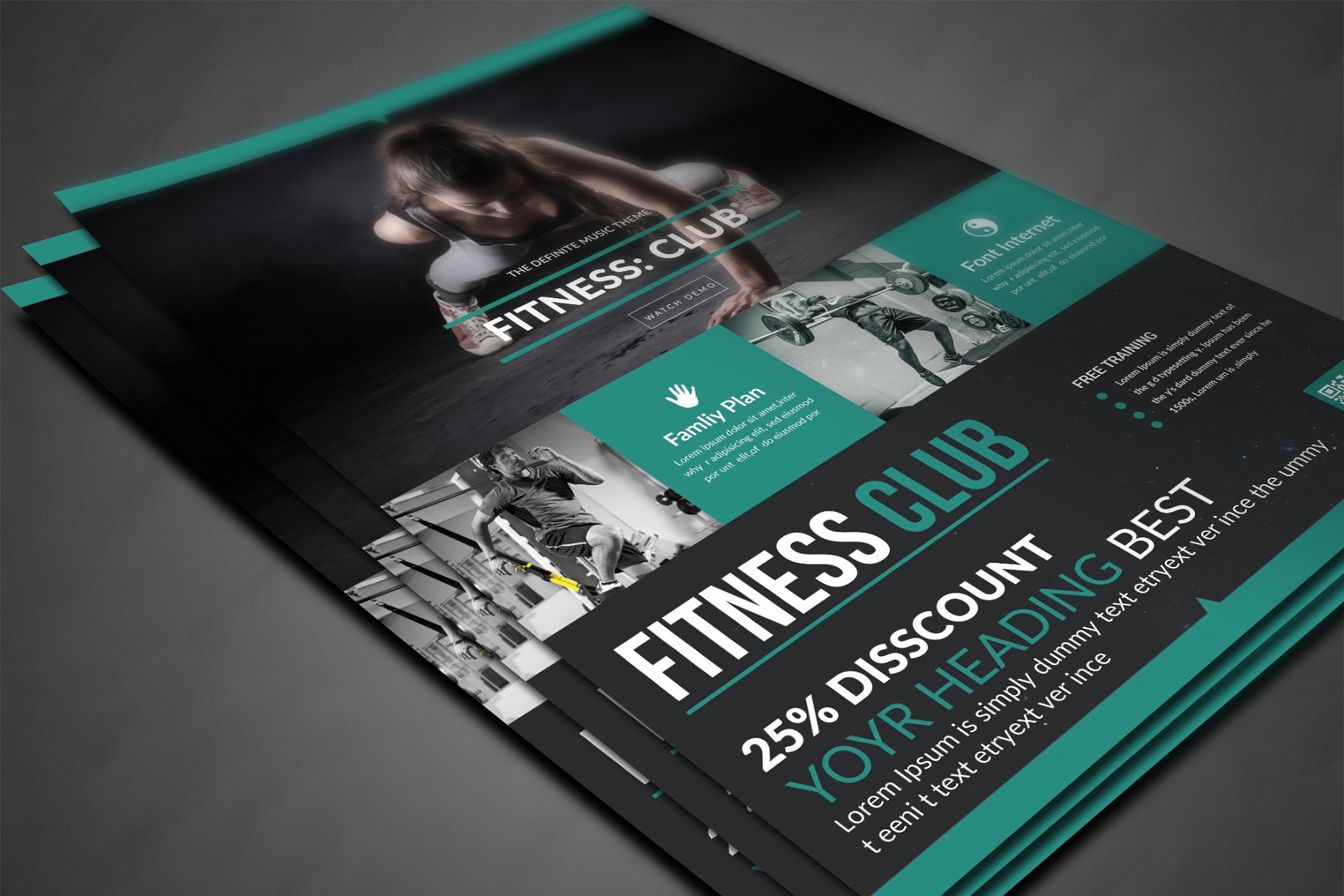 健身俱乐部宣传传单设计模板 Fitness Flyer插图(2)