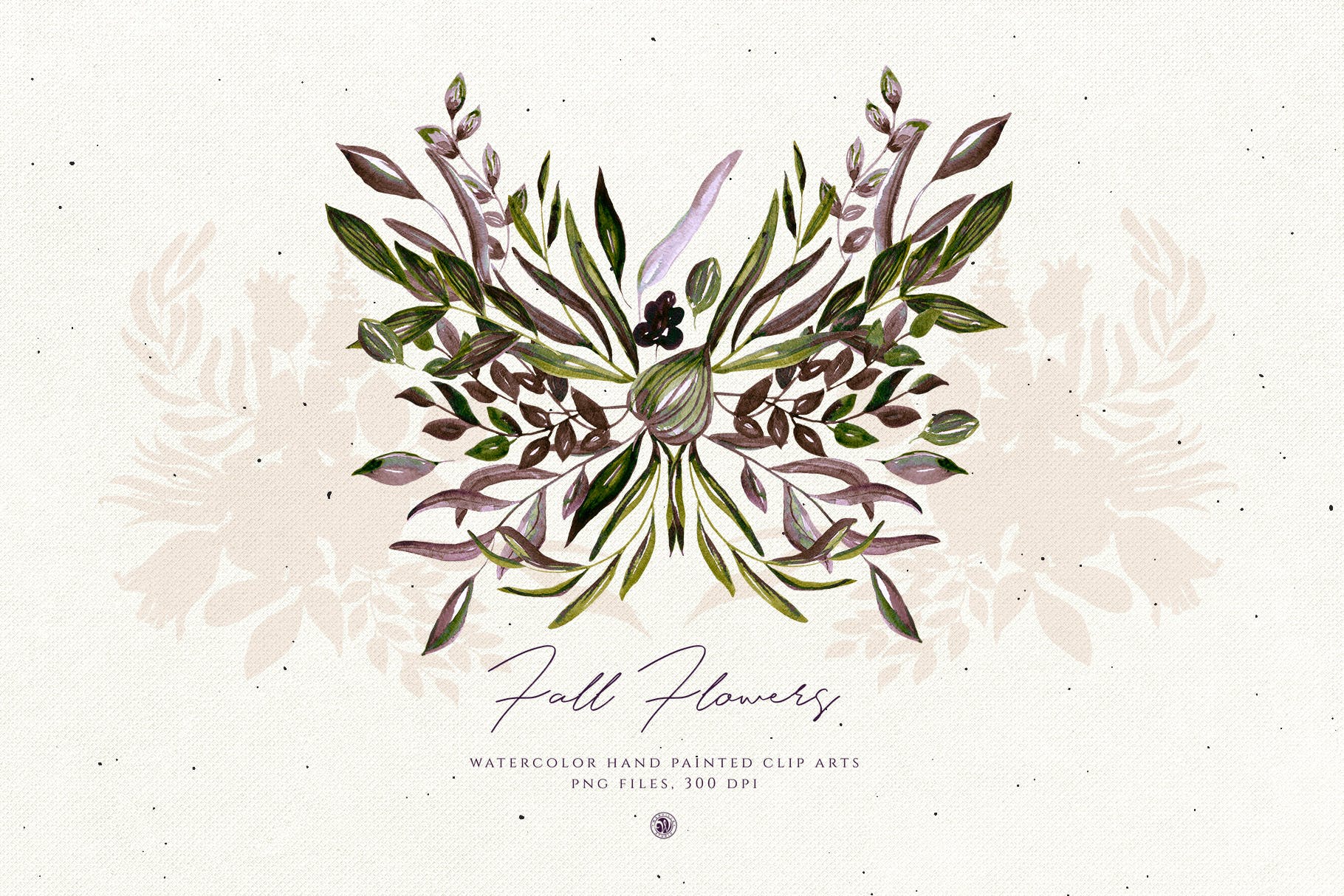 秋天手绘水彩花卉插画设计素材 Fall Flowers插图(1)