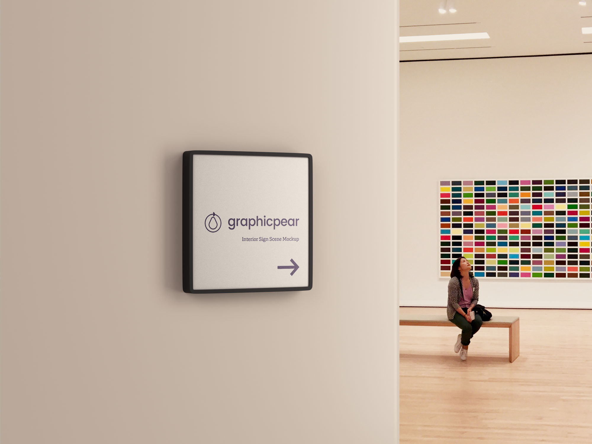 室内方形标志设计效果图样机-PSD Interior Square Sign Mockup – PSD插图