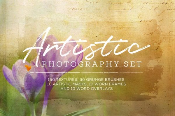 创意艺术效果设计工具（纹理/笔刷/叠层/框） Artistic Textures/Overlays Set