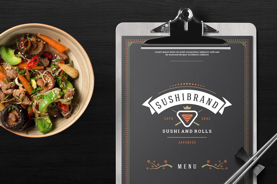 寿司美食菜单设计模板&品牌Logo设计 Sushi Menu Template and Logo插图(3)