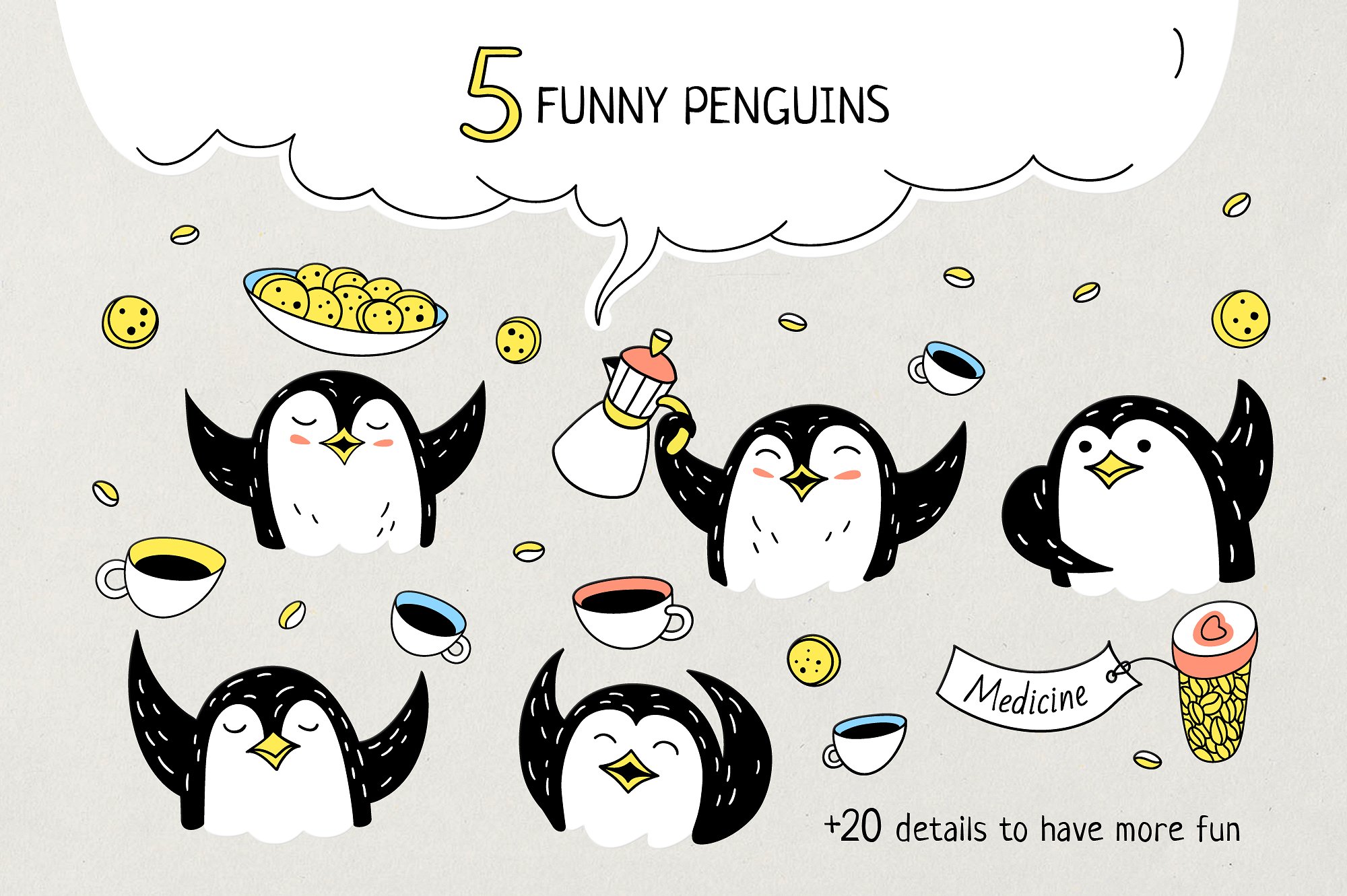 EVERY EARLY BIRD NEEDS COFFEE-手绘卡通咖啡插图素材下载[eps,png]插图(3)