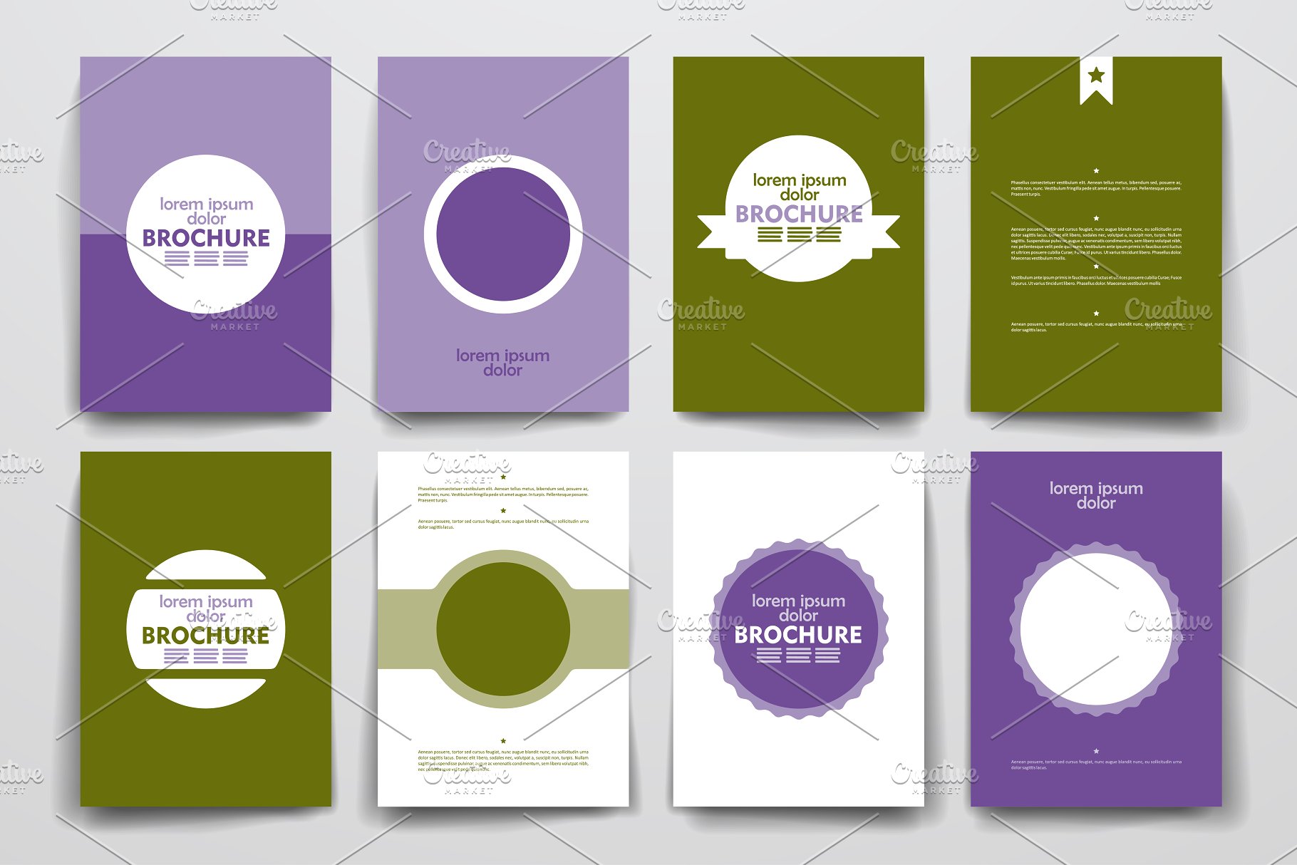 一组漂亮的简约背景小册子模板 Set of Beautiful Brochures插图