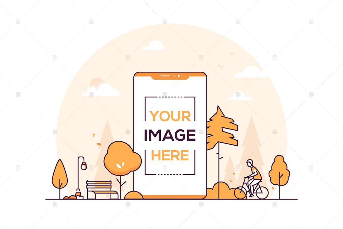 城市公园主题细线设计风格矢量插画素材库精选 City park – thin line design style illustration插图