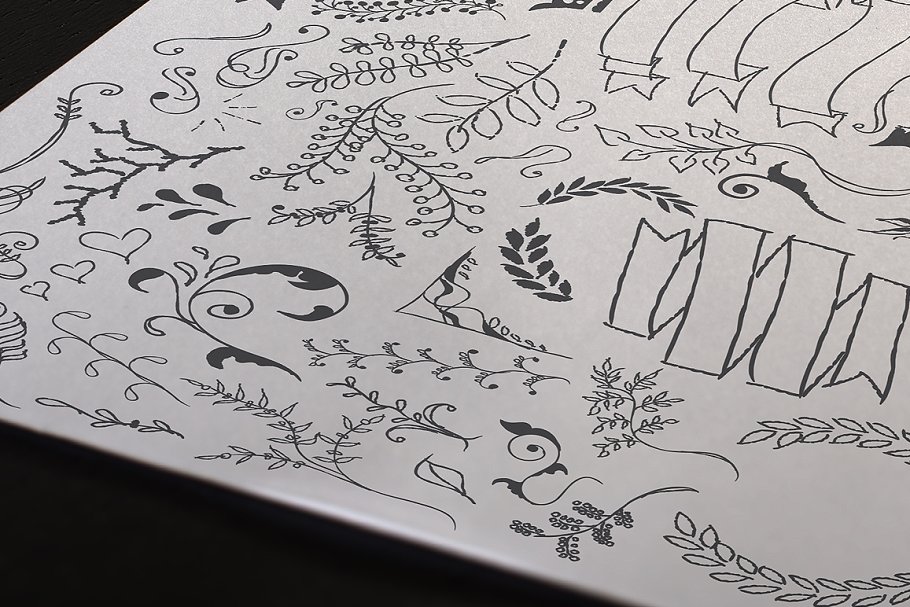 Logo设计优雅手绘花环装饰元素 Hand Drawn Elements and Logos插图(3)