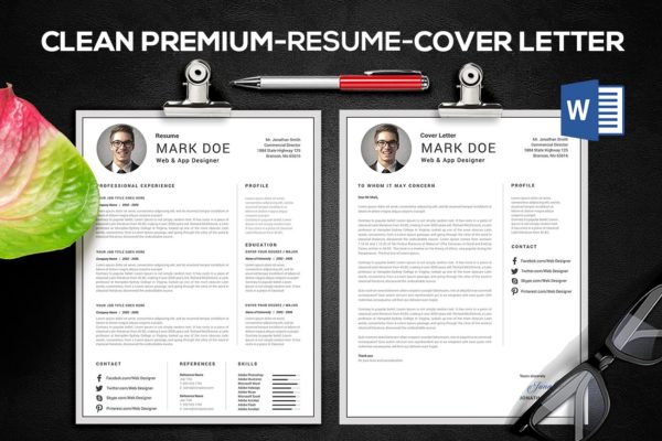 极简标准应聘简历&amp;介绍信设计模板 Resume