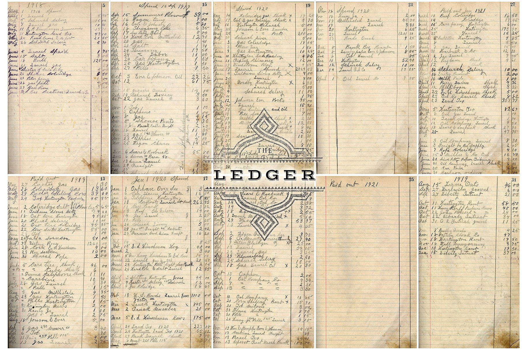 复古分类账本高清叠层&纸张 Ledger Hi-Res Overlays & Papers插图(4)