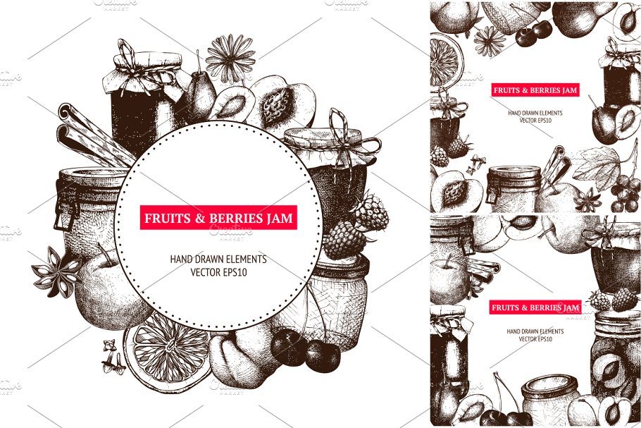 复古果酱罐插画集 Vintage Jam Jars Collection插图(2)