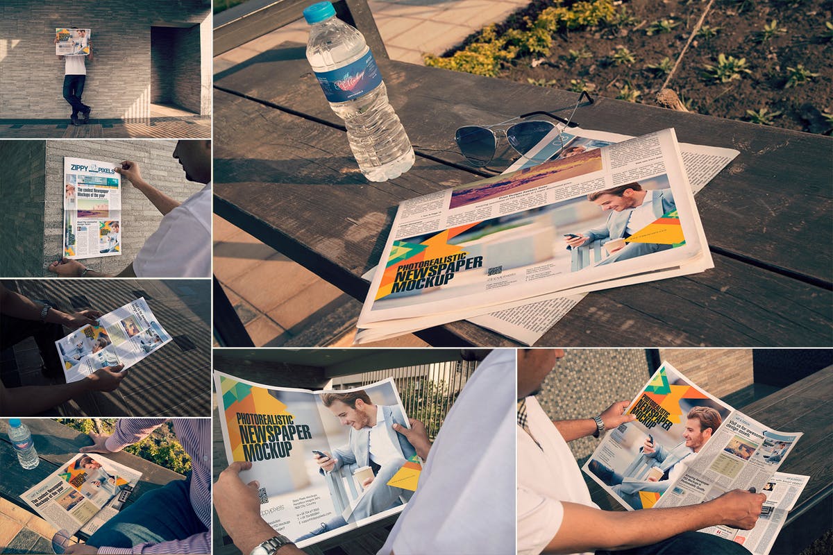 新闻报刊排版设计效果图样机模板 Newspaper PSD Mockups插图