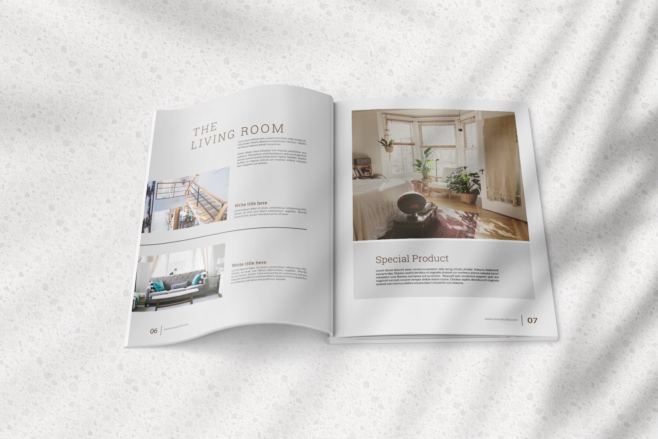 杂志封面封底设计效果图样机素材库精选 Magazine Mockup with Realistic Natural Shadow插图(2)