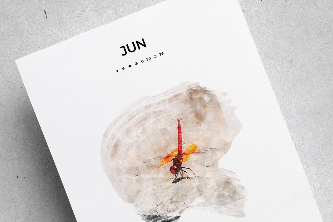 高逼格2018水彩日历模版下载[indd]插图(5)