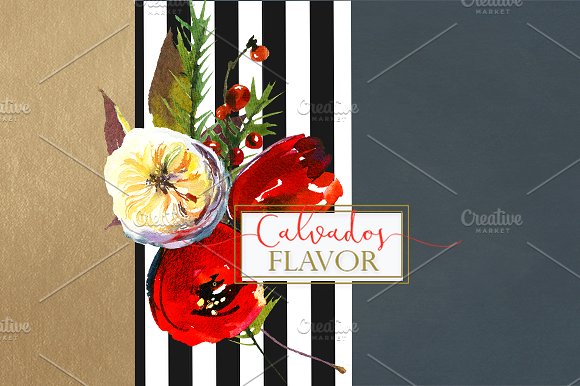 冬季红色水彩花卉剪贴画合集 Red Winter Flowers Clipart Set插图(15)