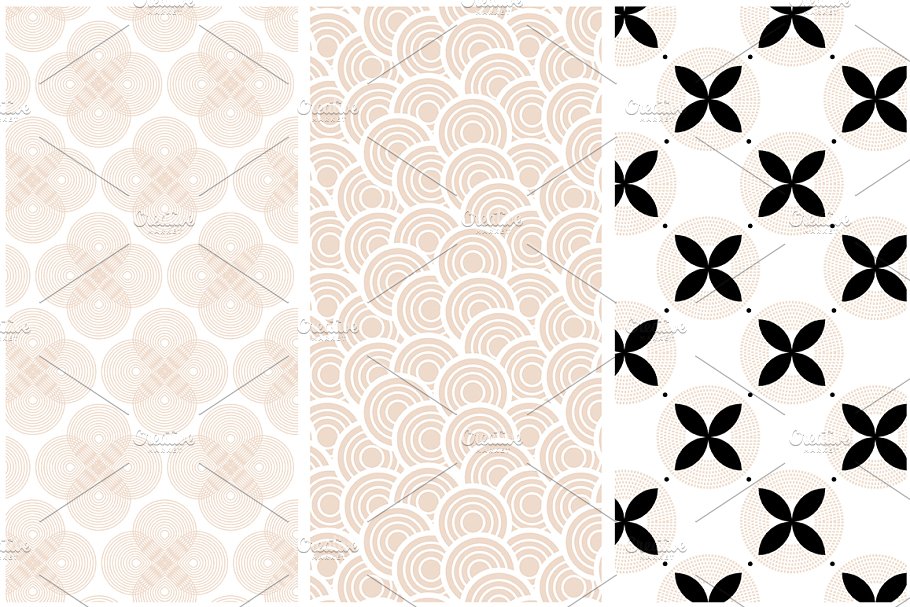 玫瑰金圆形几何图案纹理背景 Rose Gold Geometric Patterns插图(1)