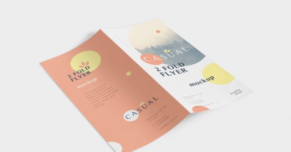两折页宣传单设计效果图样机 Bifold Flyer Mockups