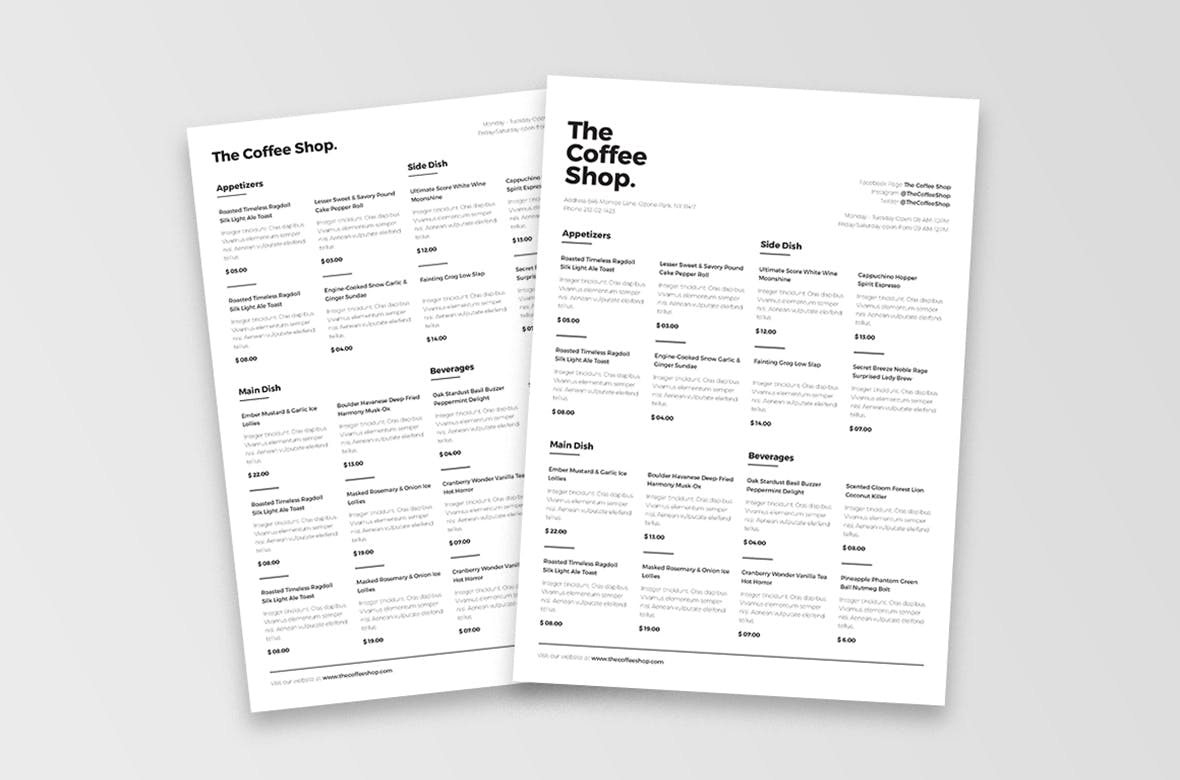 非常高端的极简主义菜单设计模板插图(1)