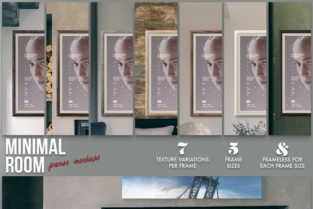 数字艺术作品展示样机模板合集 Minimal Room – Frames Mockups插图(1)