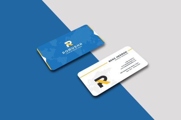 抽象世界地图背景圆角素材库精选名片模板 Business Card