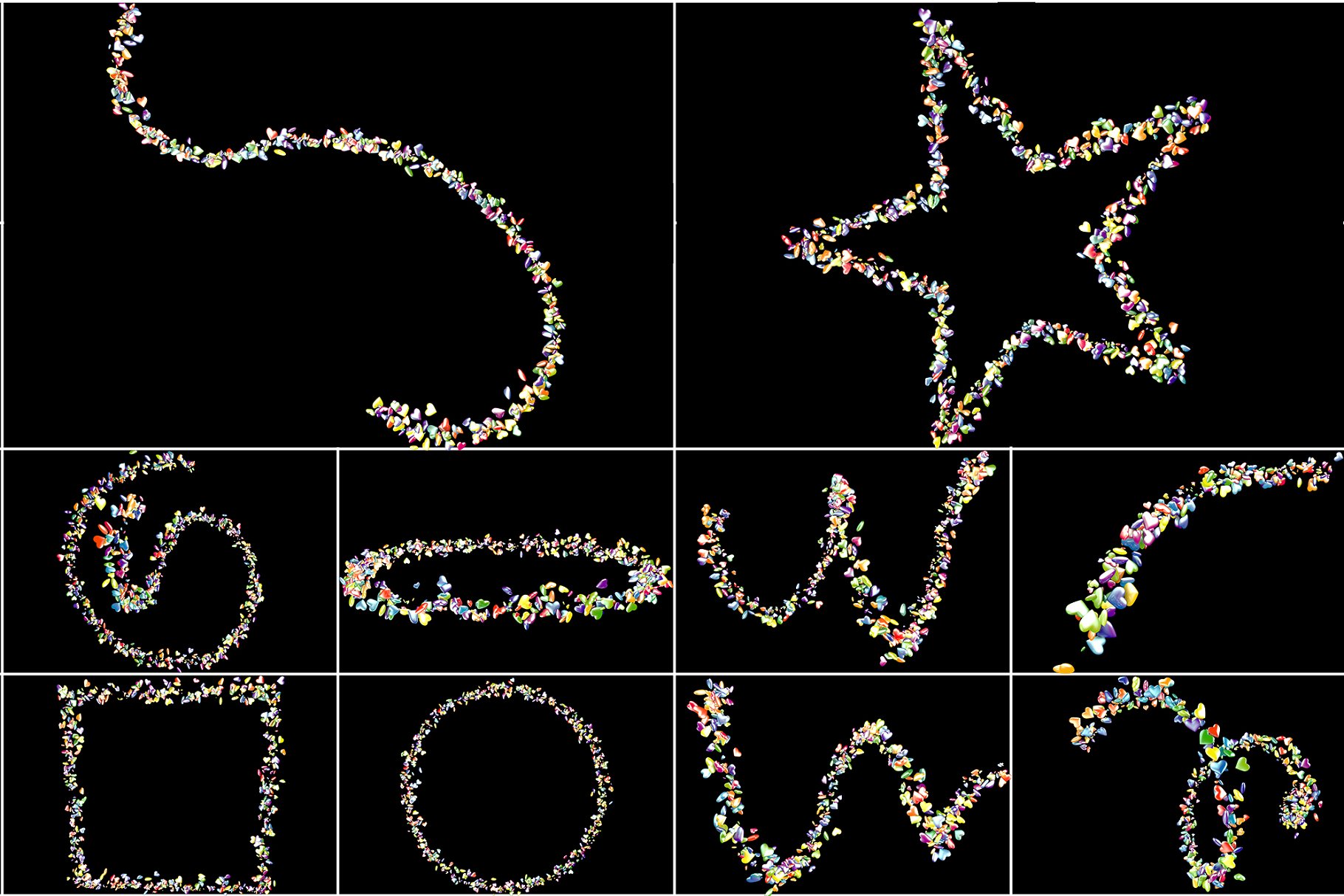 8K超高分辨率飘逸的少女心叠层背景 Glossy Hearts插图(3)