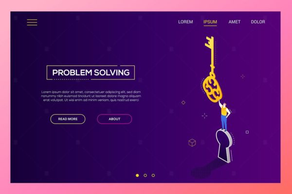 解决问题主题现代等距网页Banner设计插画素材 Problem solving – modern isometric web banner