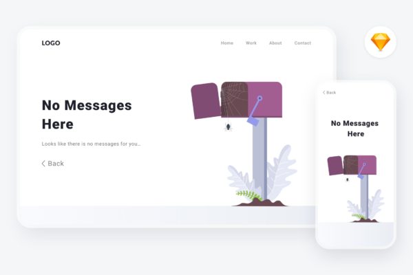 空信箱信息通知主题矢量插画素材v1[SKETCH&amp;SVG] Empty state 1 illustration (Sketch, SVG)