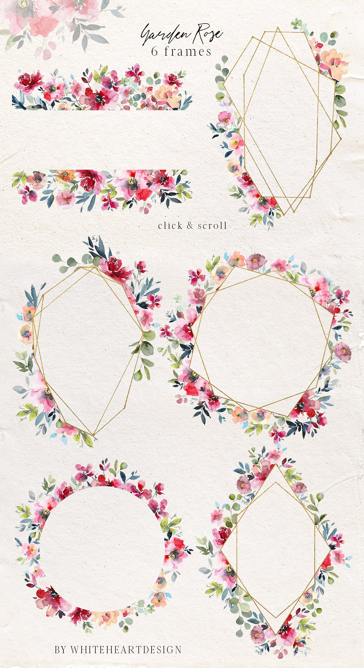 花园玫瑰水彩花卉套装 Garden Rose Watercolor Floral Kit插图(1)