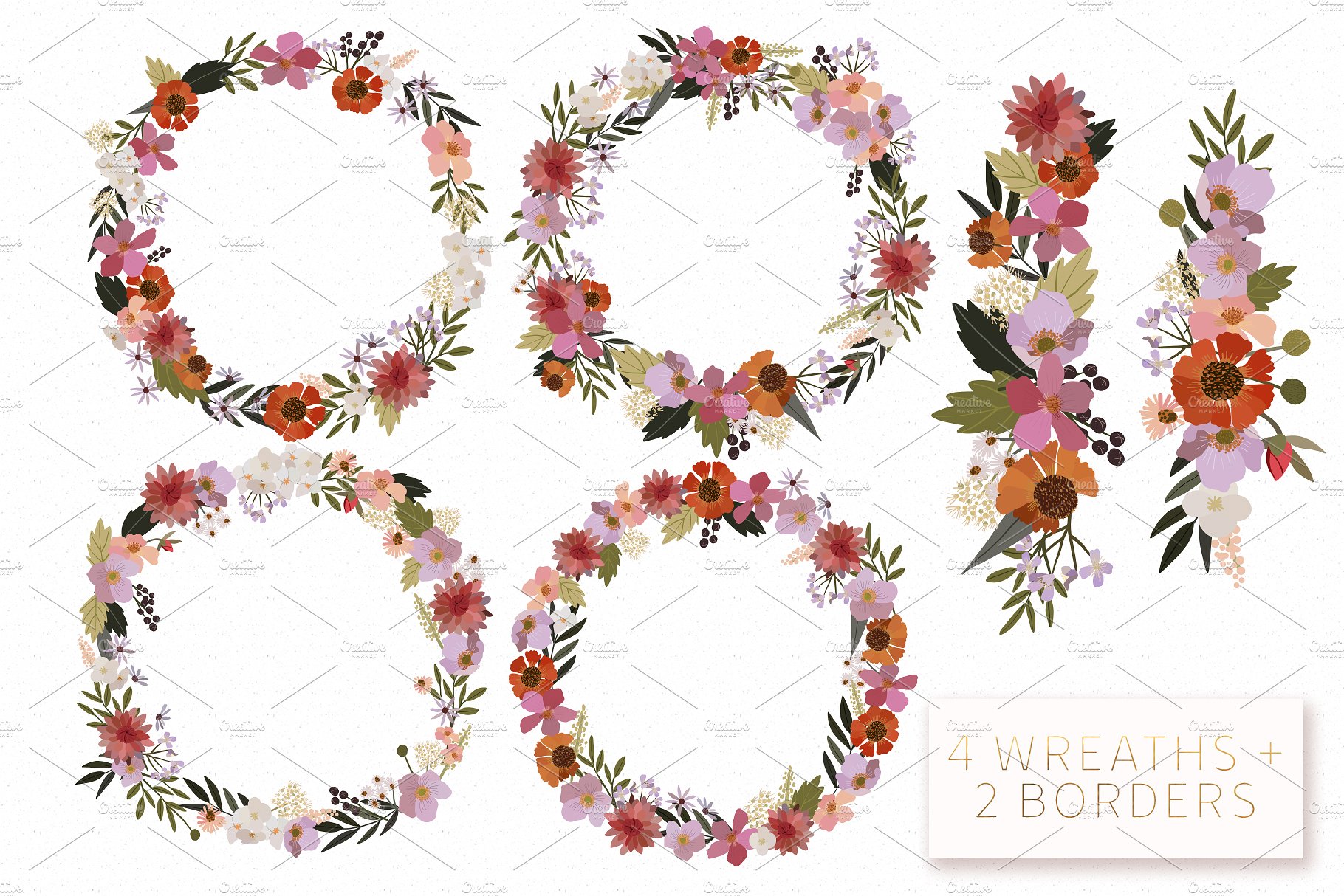 美丽的手绘花园植物矢量插图 Beautiful Garden Vector Collection插图(3)