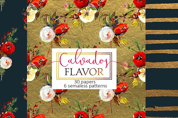 圣诞花饰纸张图案纹理素材 Christmas floral paper pattern pack插图(7)