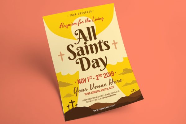 诸圣日活动传单海报PSD素材素材库精选模板 All Saints Day Flyer