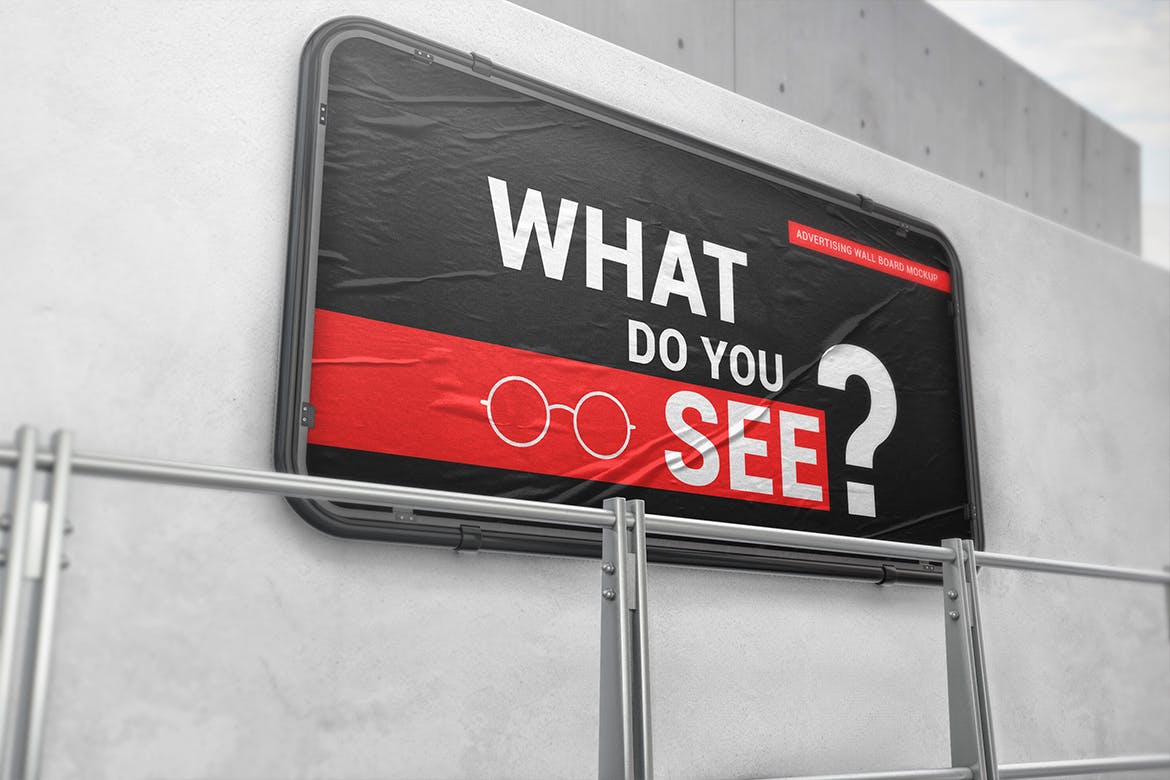 广告橱窗设计效果图样机模板 Advertising Wall Board Mockup插图(2)