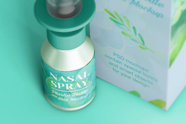 滴鼻药剂塑料瓶及包装盒外观设计样机 Nasal Plastic Bottle With Box Mockup插图(8)