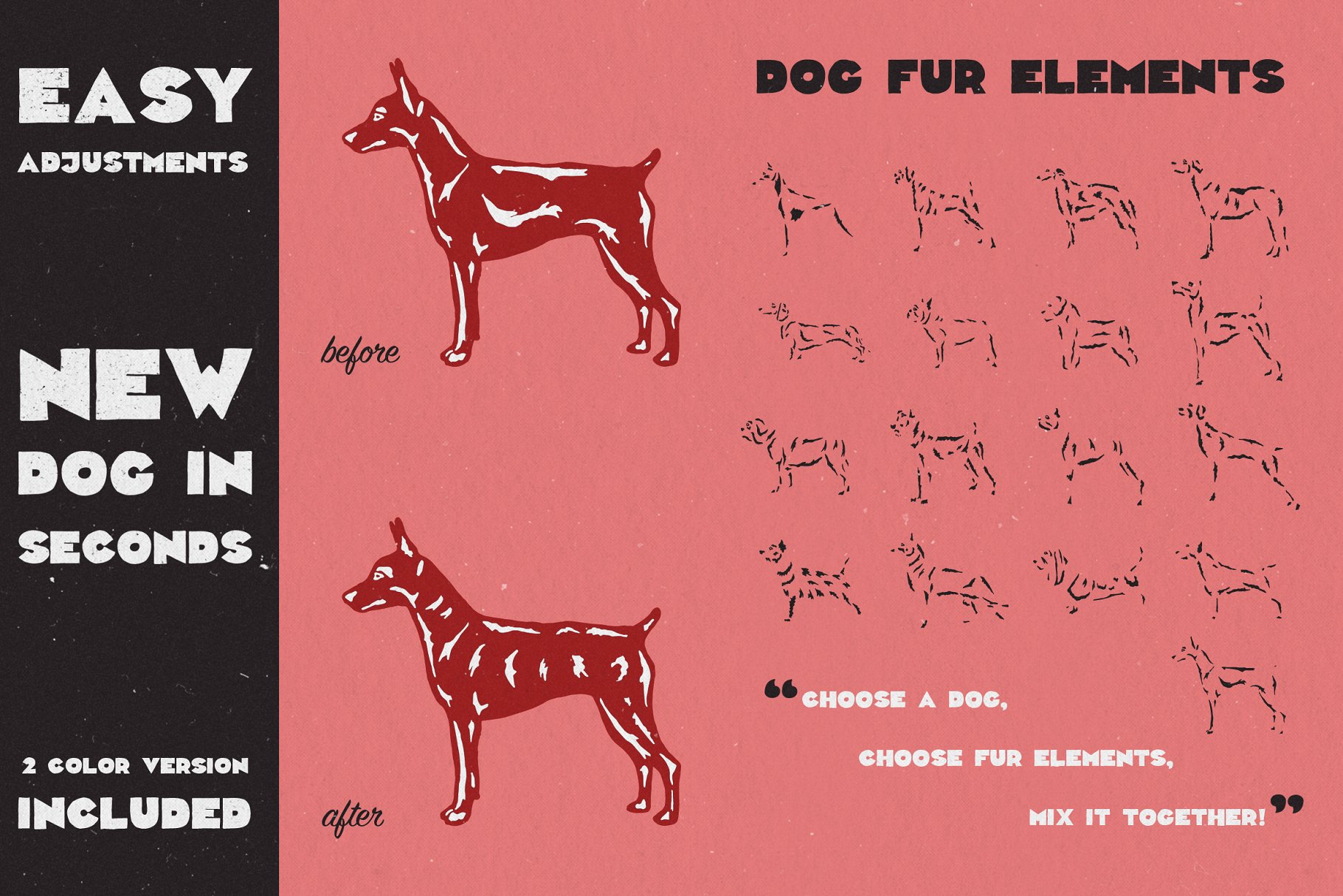 手绘涂鸦小狗剪影矢量插画素材 The Dogs Pack插图(2)