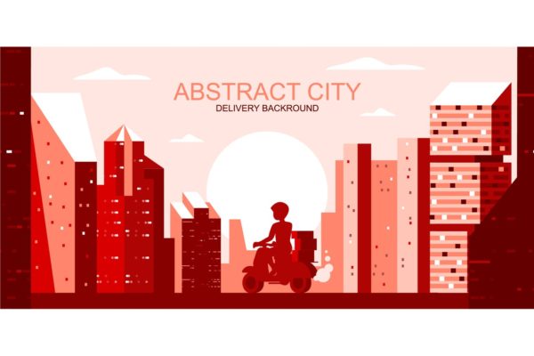 城市物流配送主题网站Header设计矢量插画素材库精选 Delivery City Vector Illustration Header Website