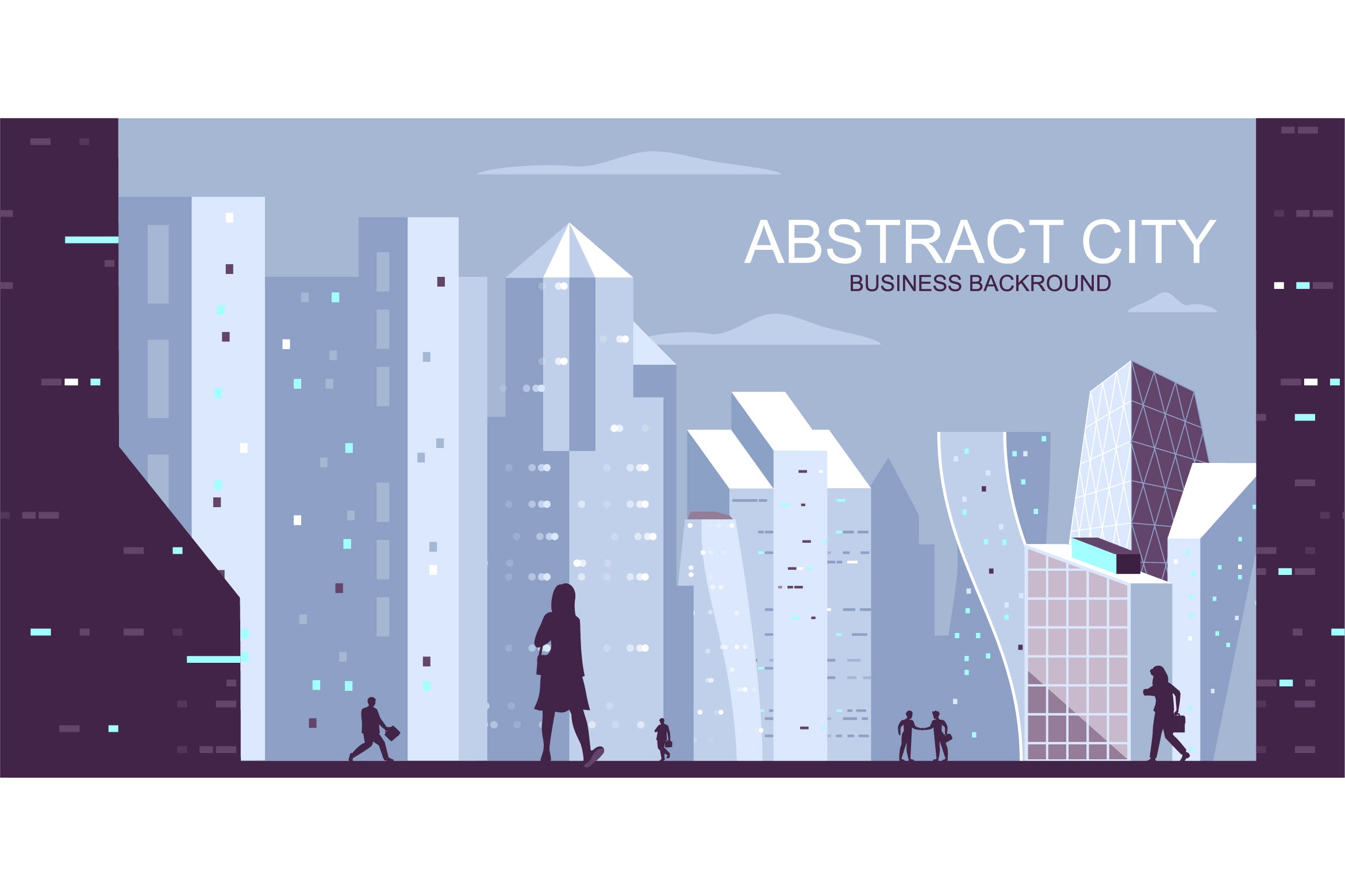 商业城市主题网站Header设计矢量插画素材库精选 Business City Vector Illustration Header Website插图