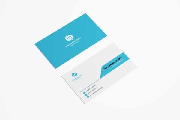 科技蓝企业素材库精选名片模板v43 Business Card Template.v43