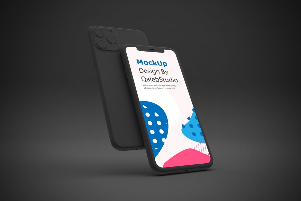 黑色背景iPhone 11智能手机屏幕预览样机 Dark iPhone 11 Mockup插图(3)