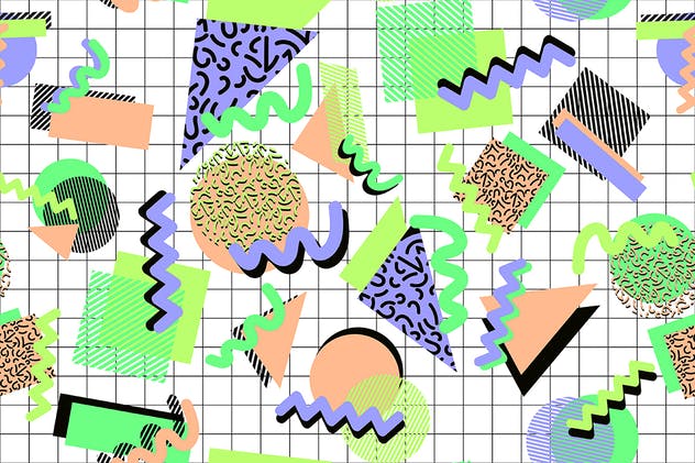 无缝复古时尚多彩印花图案 Seamless Retro Shapes Patterns插图(6)