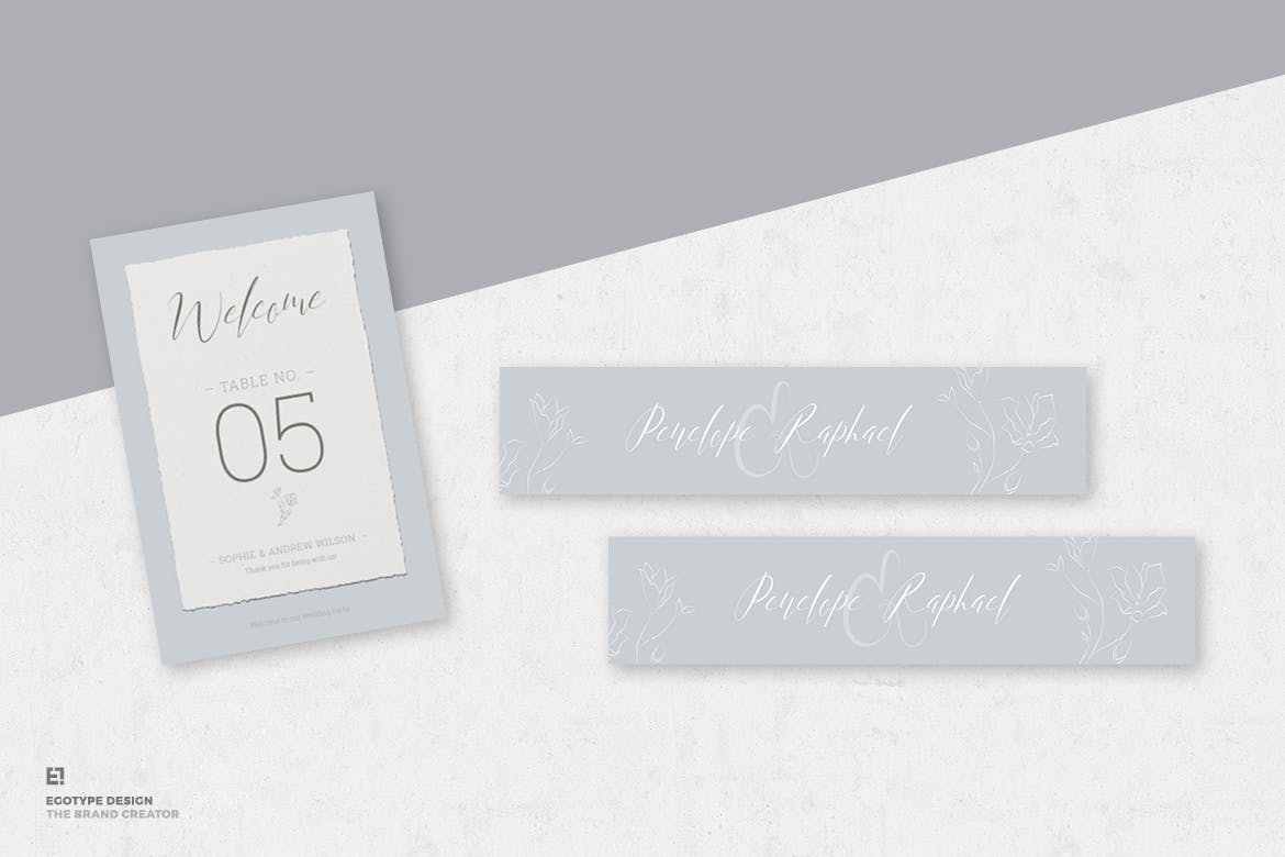 低调简约撕纸风格婚礼婚宴邀请设计素材 Wedding Invitation Suite插图(7)