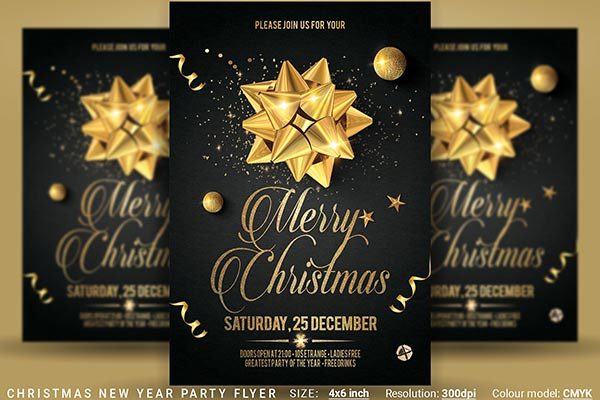 时尚简约的新年圣诞节派对海报模板 Christmas New Year Party Flyer [psd]
