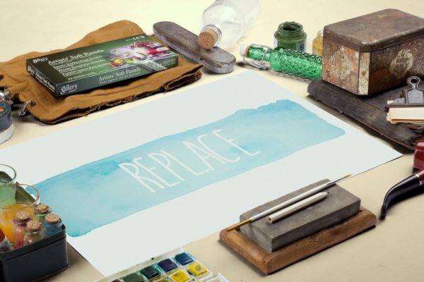 水彩手绘作品欣赏展示样机模板#2 Watercolor Paint Mockup Template #2