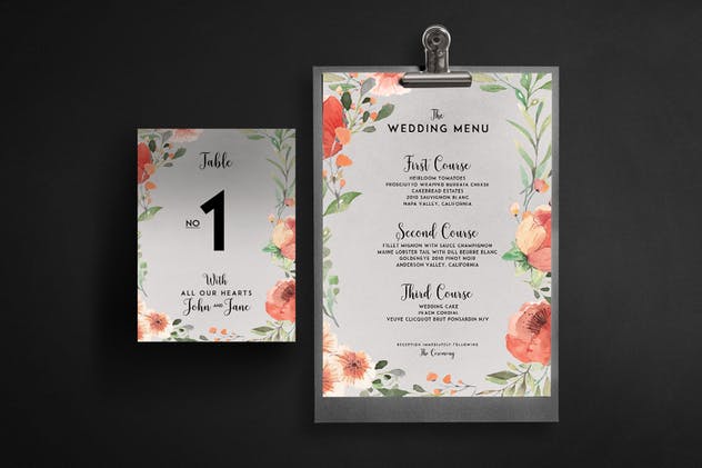 现代复古风格婚礼婚宴邀请函设计套装 Modern-Vintage Wedding Suite invitation插图(3)