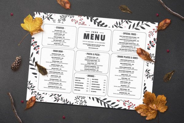 极简主义圣诞晚宴食物菜单 Christmas Food Menu