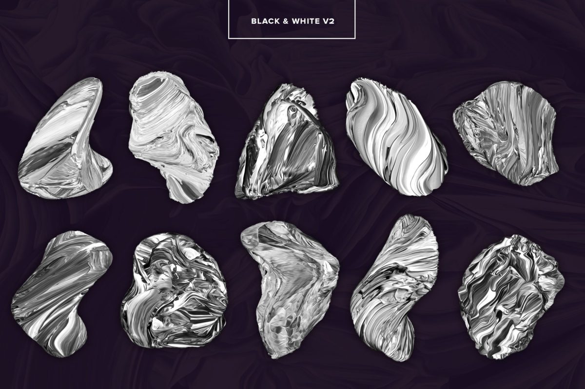 创意抽象纹理系列:80个3D立体抽象形状&PS笔刷 Displaced插图(12)