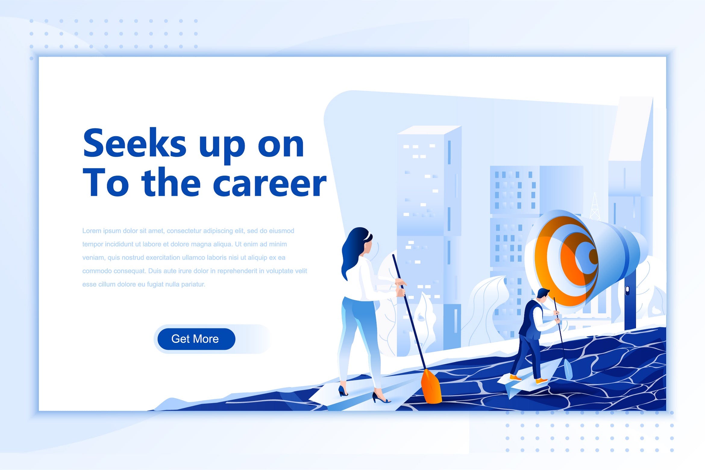 职业生涯主题网站设计矢量插画素材 Seeks Up On To The Career Flat Landing Page Header插图